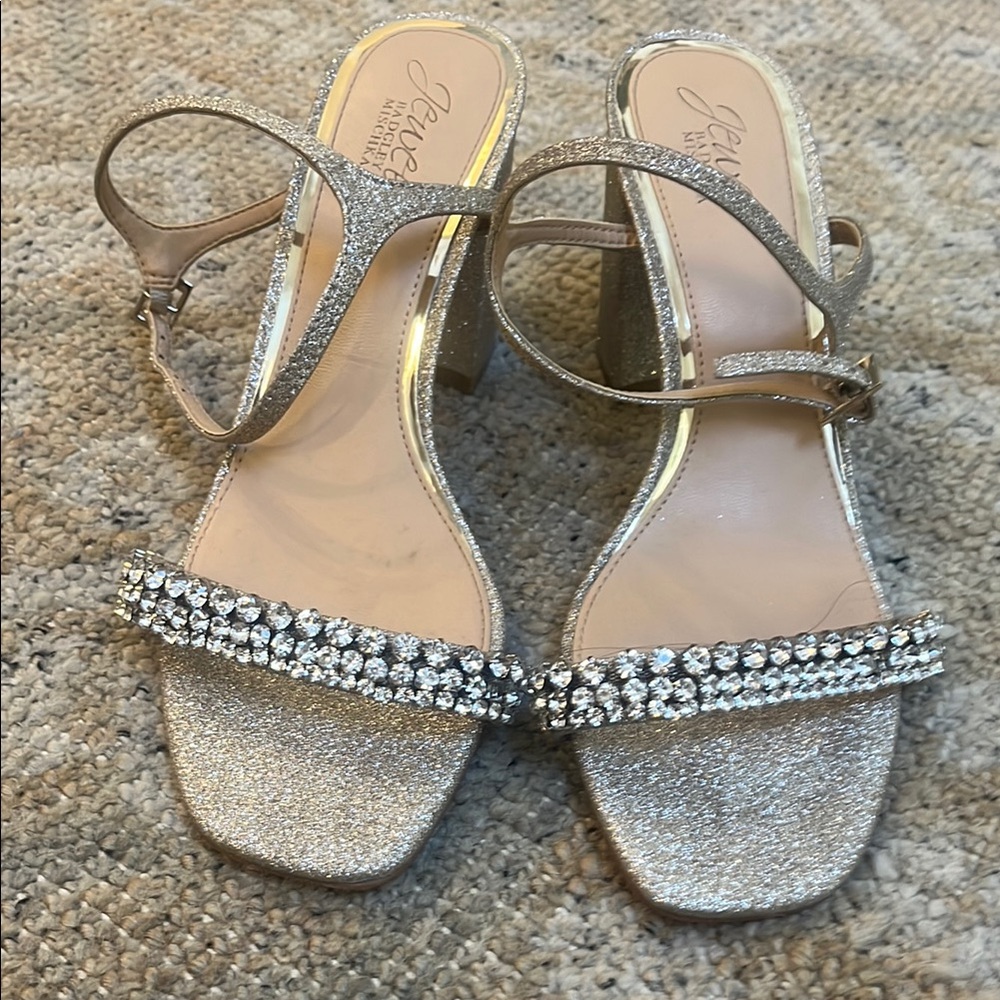 Badgley Mischka Silver Jewel Heels